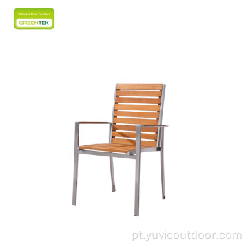 Modern europeu embutido teca slatted cadeira de jantar ao ar livre